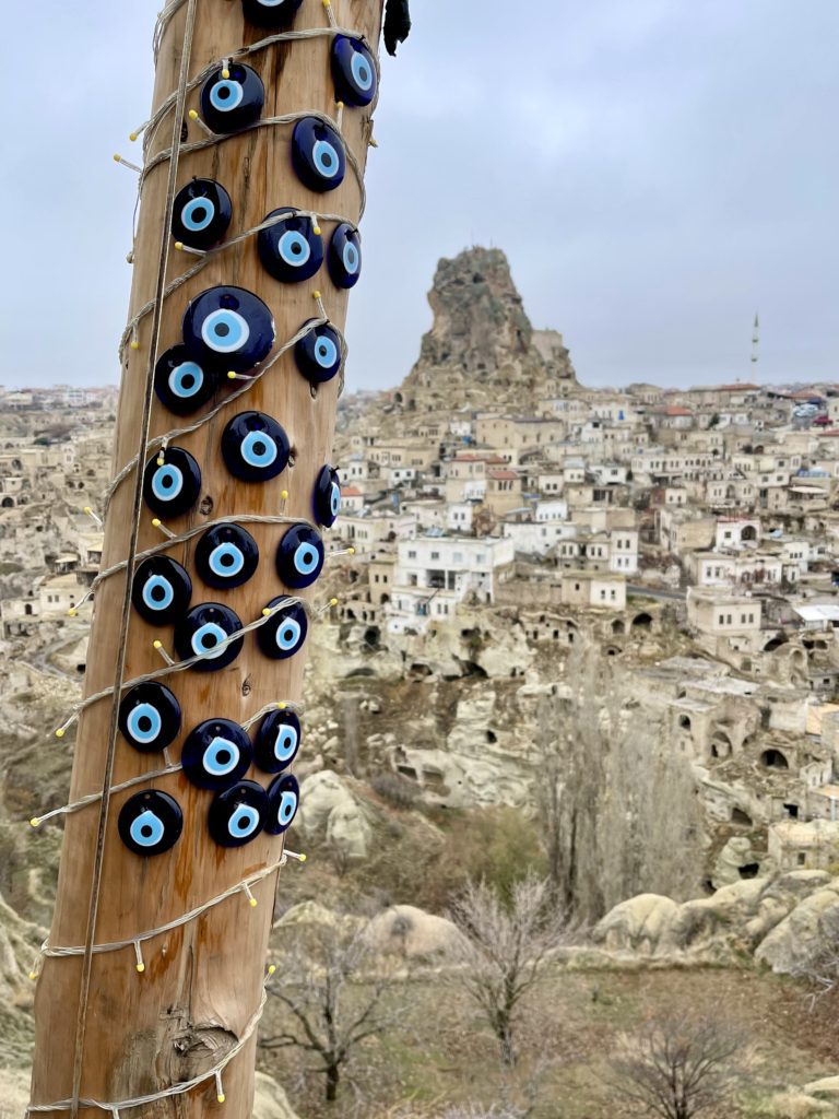 Panorama view cafe in Ortahisar, Cappadocia, Turkey