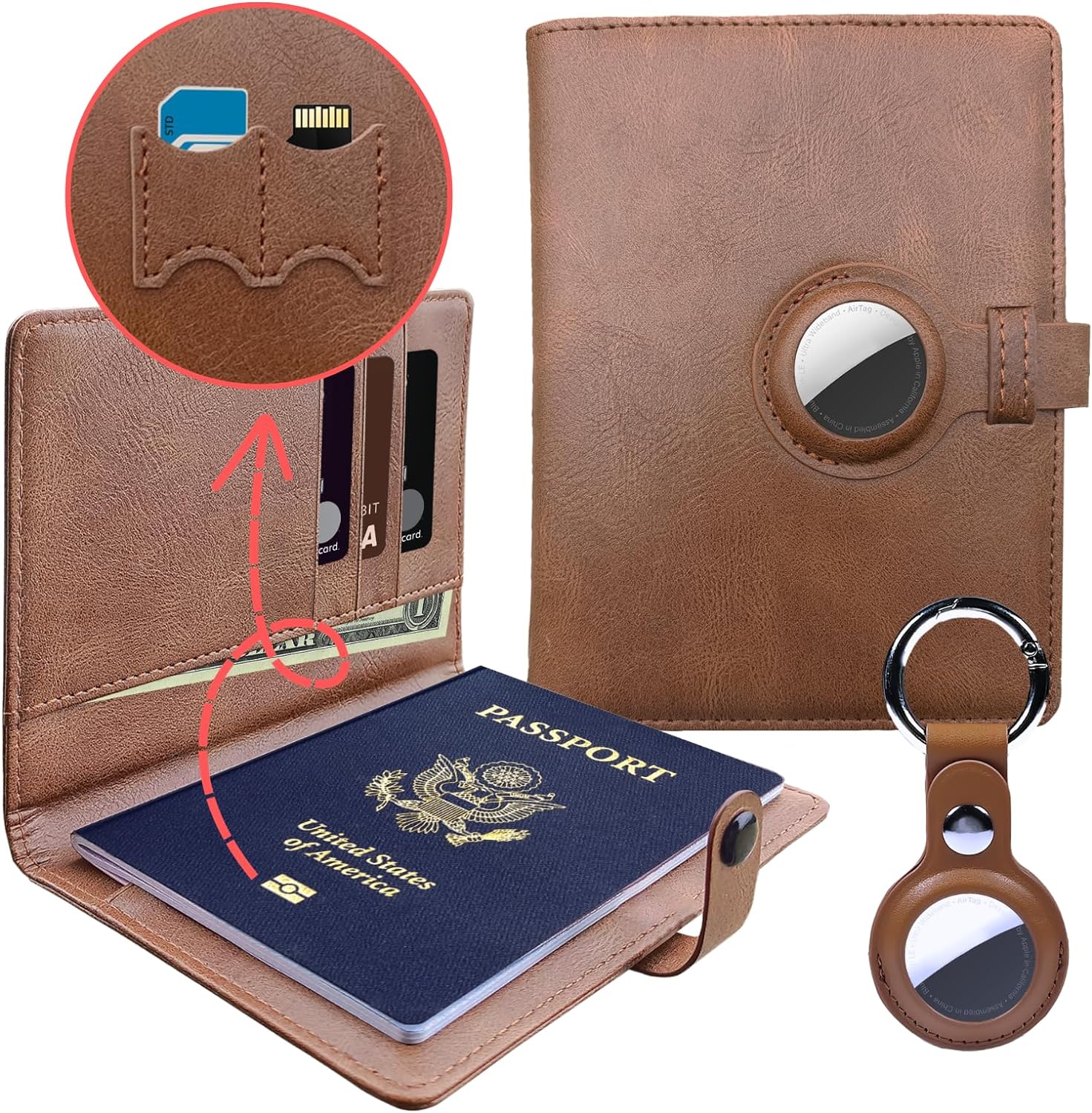 Passport Wallet with Airtag Holder and Sim Card Holder-The Best Gifts For Travelers